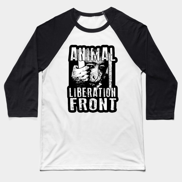 Animal Liberation Front - Chimpanzee Baseball T-Shirt by valentinahramov